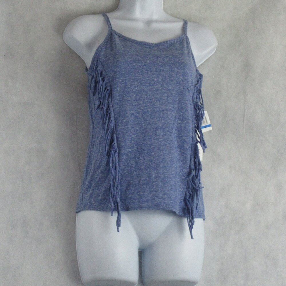Aqua Girls' Marled Fringe Sleeveless Tank Top, Faded Blue, XL